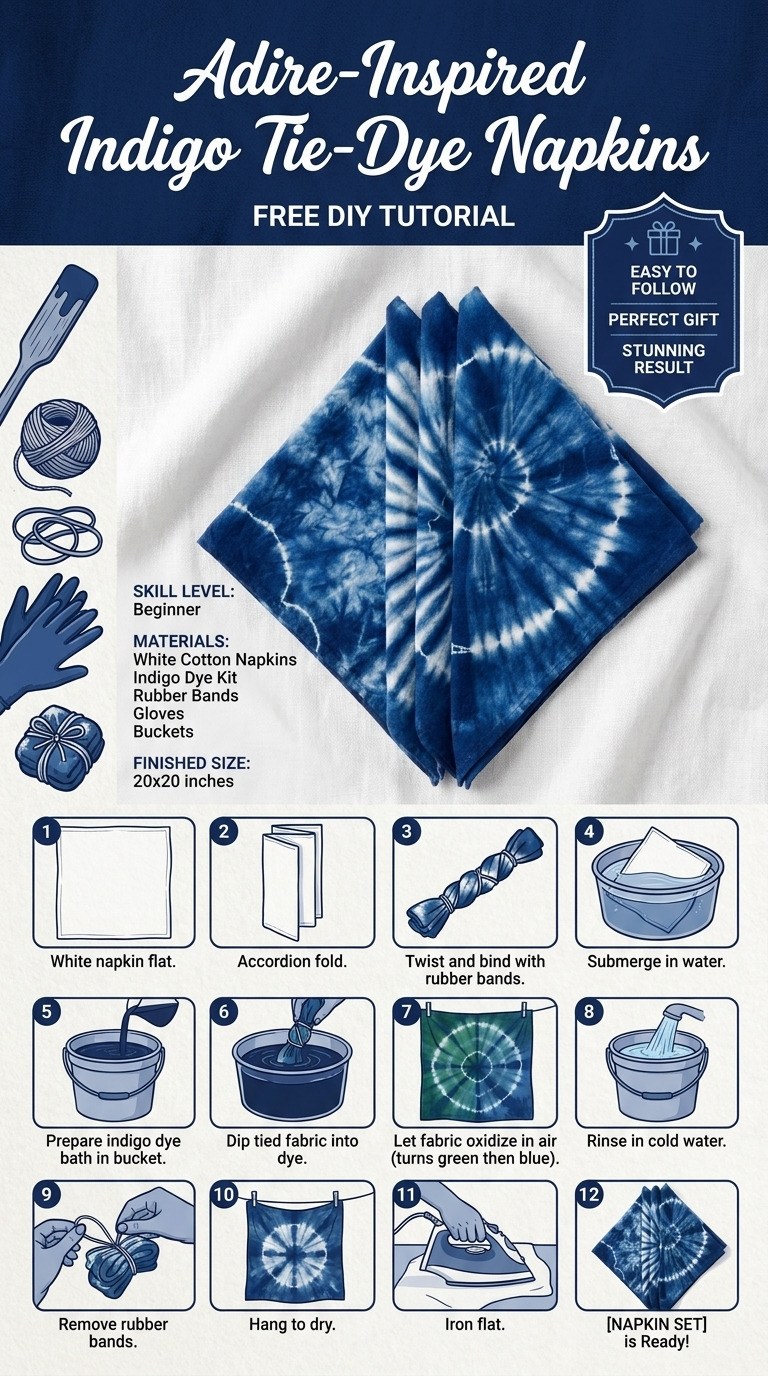How to Make Adire-Inspired Indigo Tie-Dye Napkins Using Simple Folding Techniques