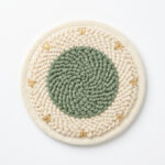 Beginner Punch Needle Coaster in Sage Green and Cream