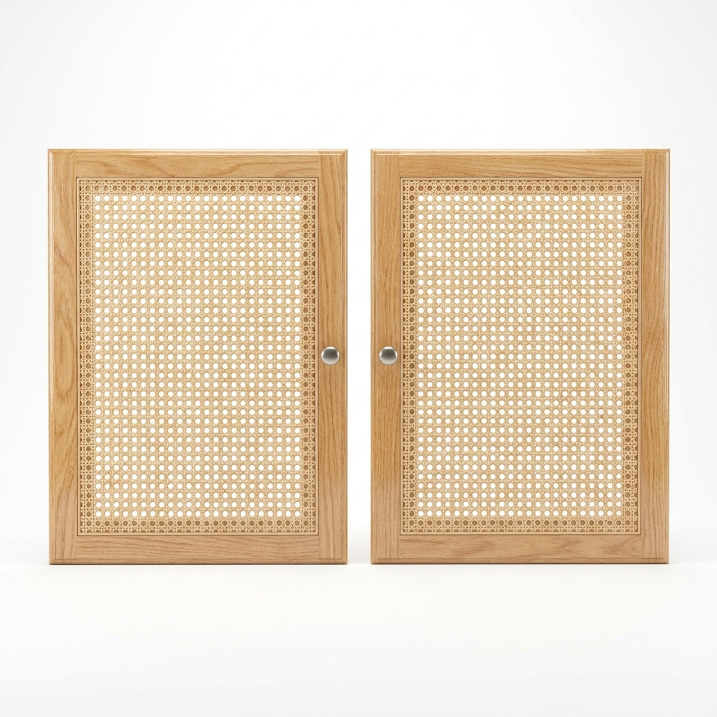 DIY Cane Webbing Cabinet Door Makeover on a Budget