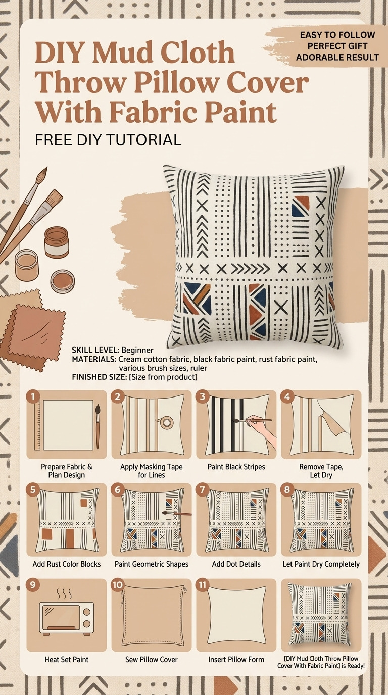 How to Make a DIY Mud Cloth Throw Pillow Cover With Fabric Paint — An Easy DIY Anyone Can Do