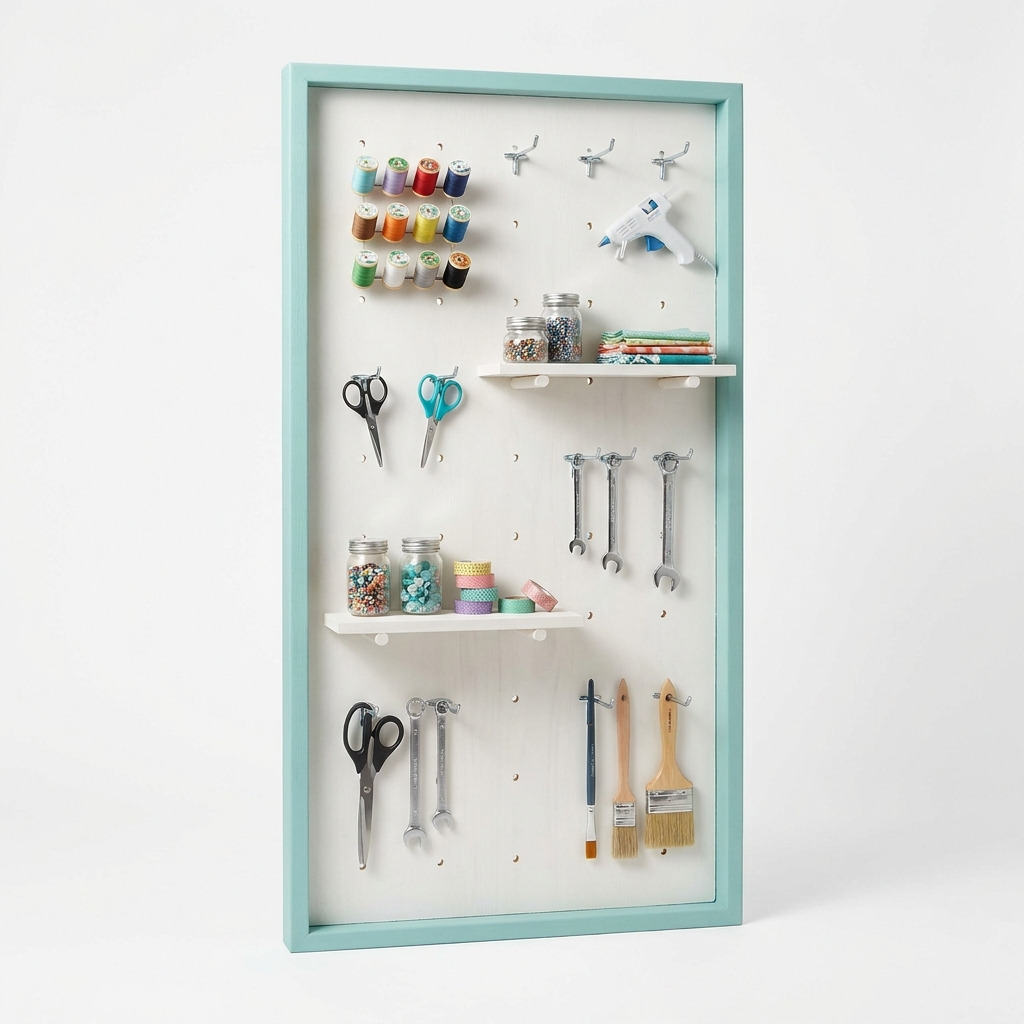 DIY Pegboard Craft Room Wall Organizer on a Budget