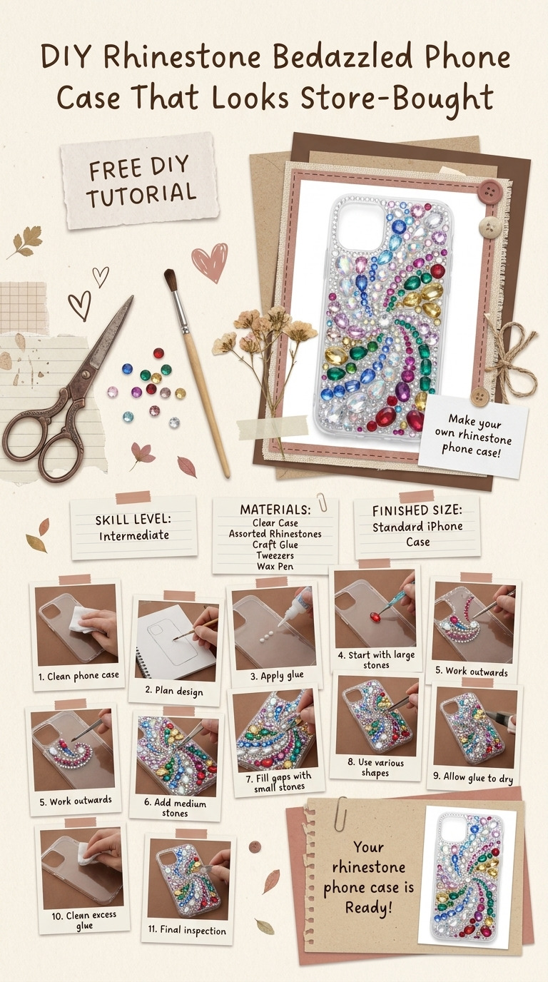 DIY Rhinestone Bedazzled Phone Case That Looks Store-Bought