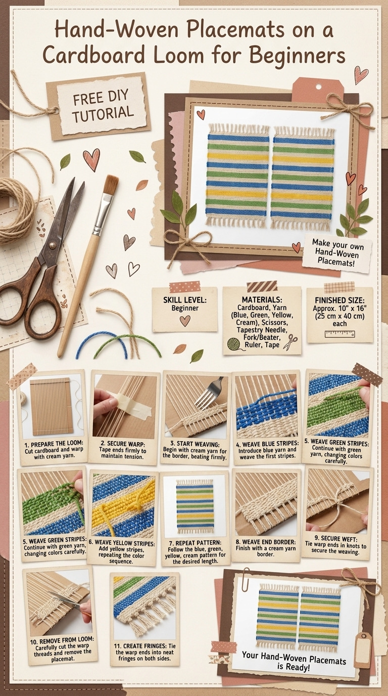 How to Make Hand-Woven Placemats on a Cardboard Loom for Beginners