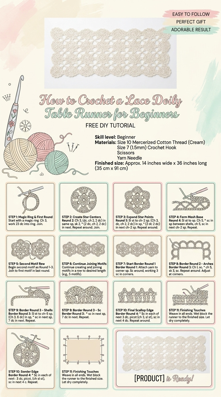 How to Crochet a Lace Doily Table Runner for Beginners
