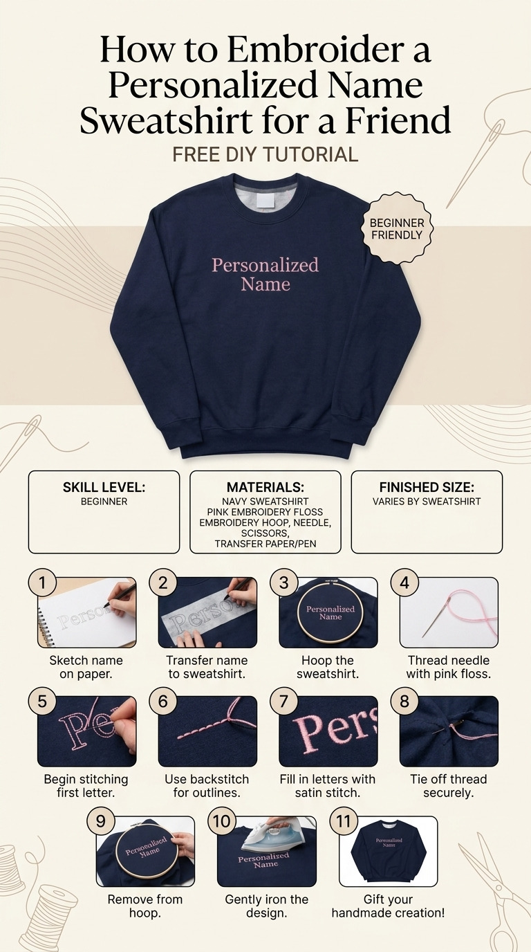 How to Embroider a Personalized Name Sweatshirt for a Friend — An Easy DIY Anyone Can Do