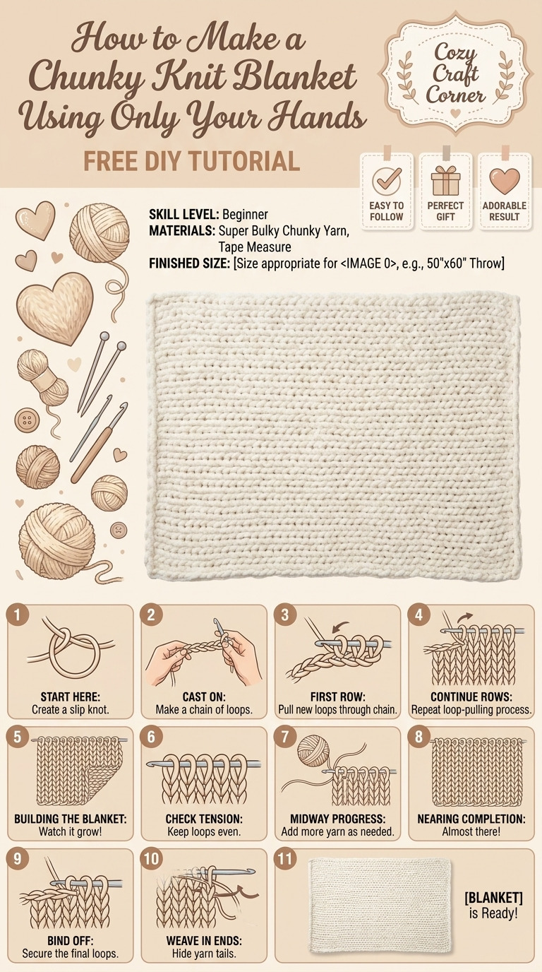 How to Make a Chunky Knit Blanket Using Only Your Hands