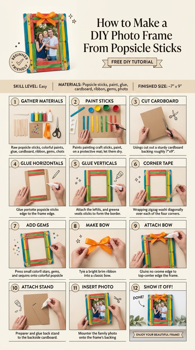 How to Make a DIY Photo Frame From Popsicle Sticks
