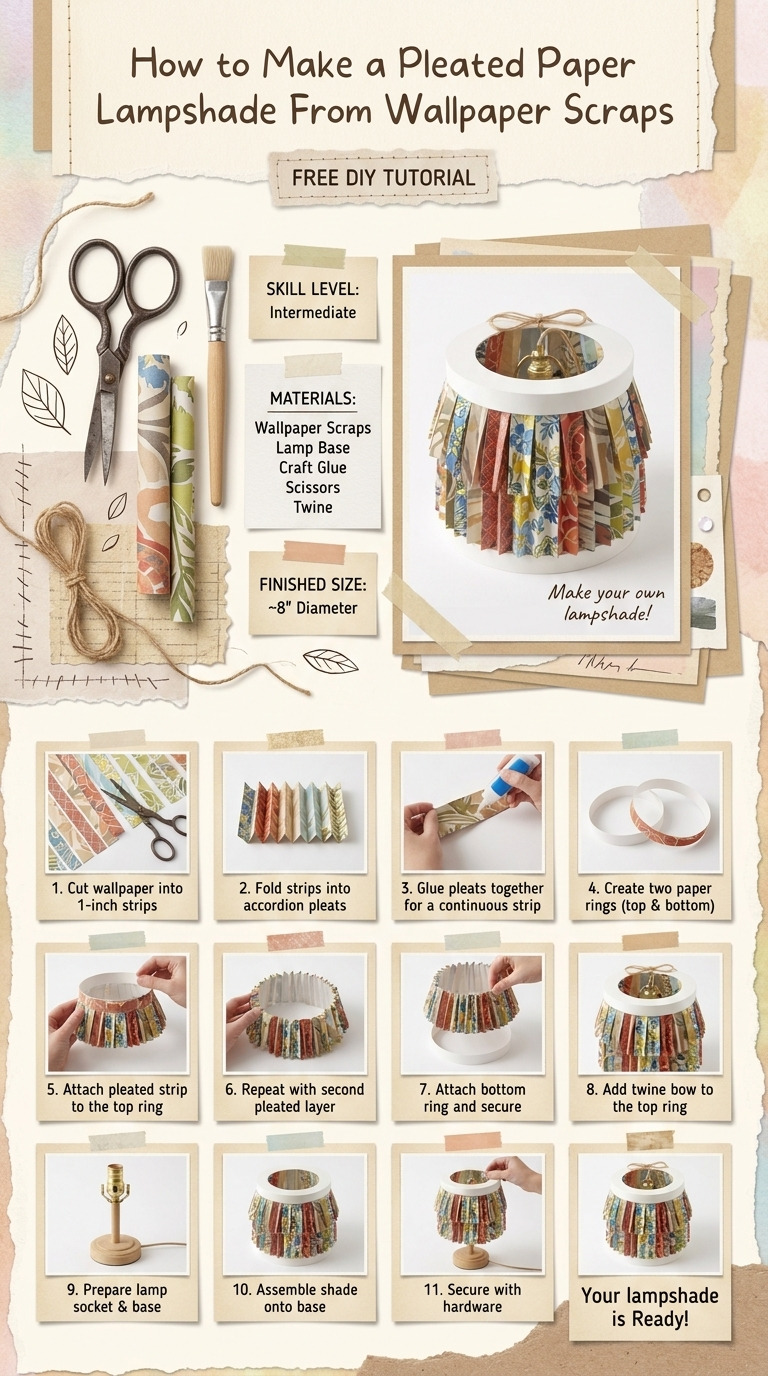 How to Make a Pleated Paper Lampshade From Wallpaper Scraps — An Easy DIY Anyone Can Do
