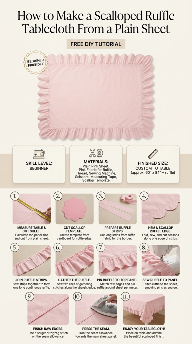 How to Make a Scalloped Ruffle Tablecloth From a Plain Sheet