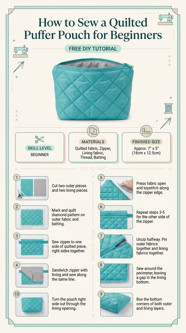 How to Sew a Quilted Puffer Pouch for Beginners