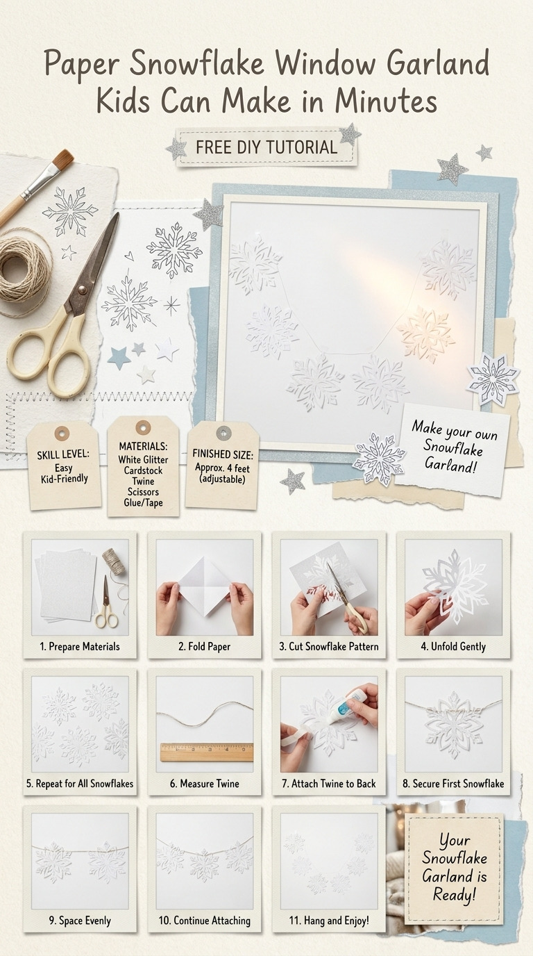 Paper Snowflake Window Garland Kids Can Make in Minutes