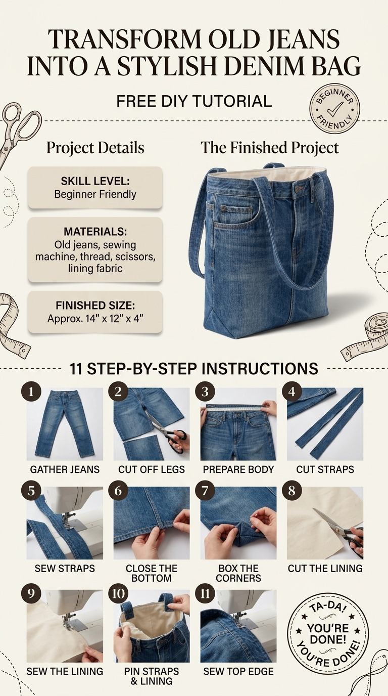 Transform Old Jeans Into a Stylish Denim Bag — An Easy DIY Anyone Can Do