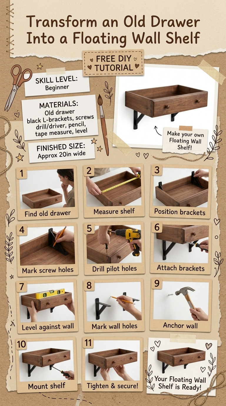 Transform an Old Drawer Into a Floating Wall Shelf — An Easy DIY Anyone Can Do