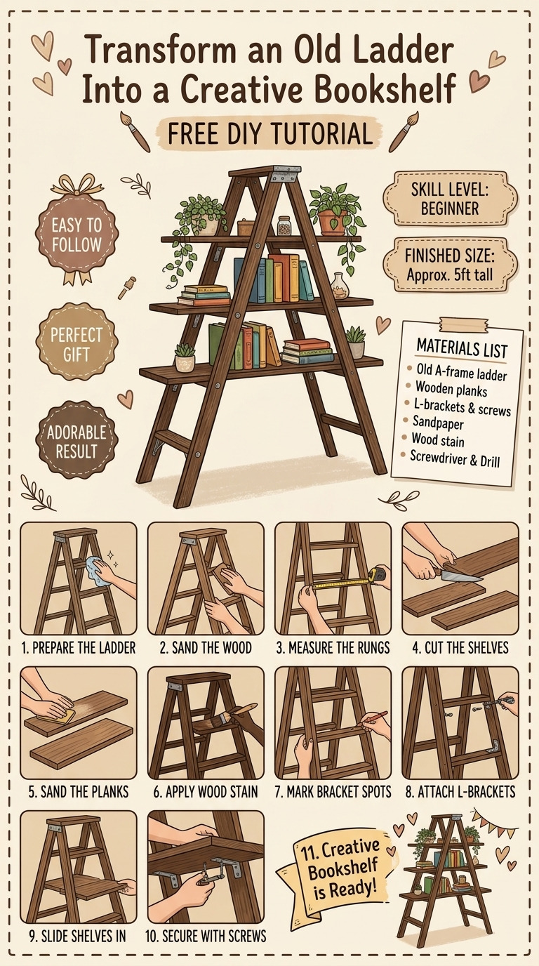 Transform an Old Ladder Into a Creative Bookshelf — An Easy DIY Anyone Can Do
