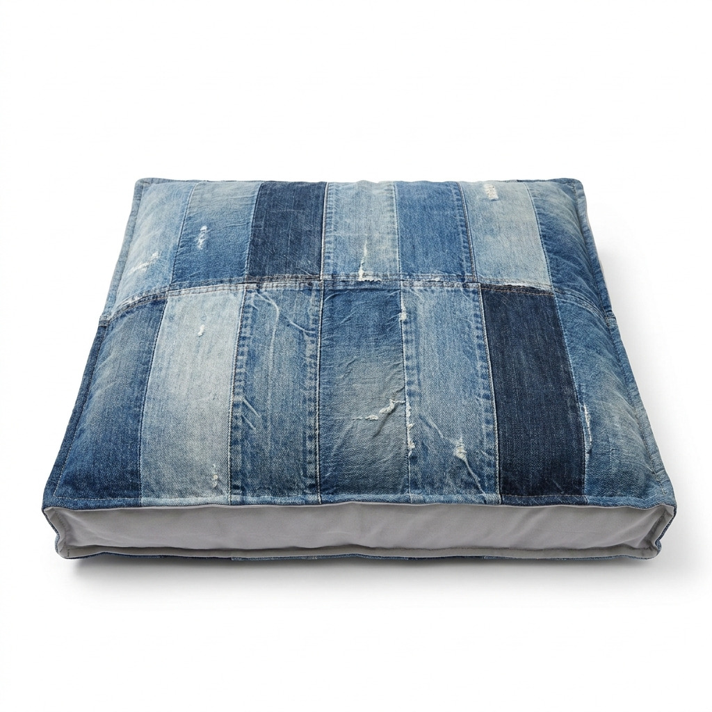 Turn Old Denim Into a Patchwork Floor Cushion — An Easy DIY Anyone Can Do