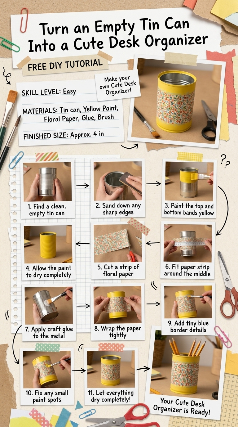 Turn an Empty Tin Can Into a Cute Desk Organizer — An Easy DIY Anyone Can Do