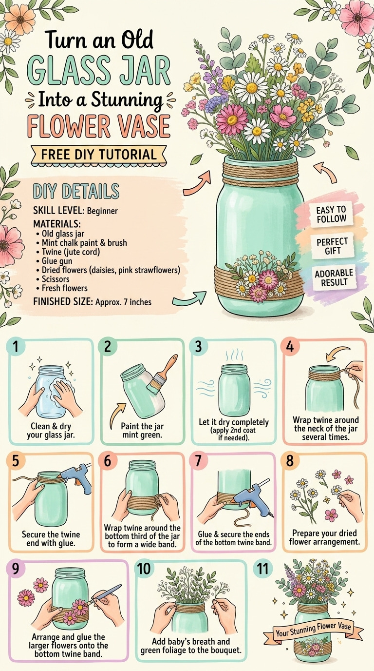 Turn an Old Glass Jar Into a Stunning Flower Vase — An Easy DIY Anyone Can Do