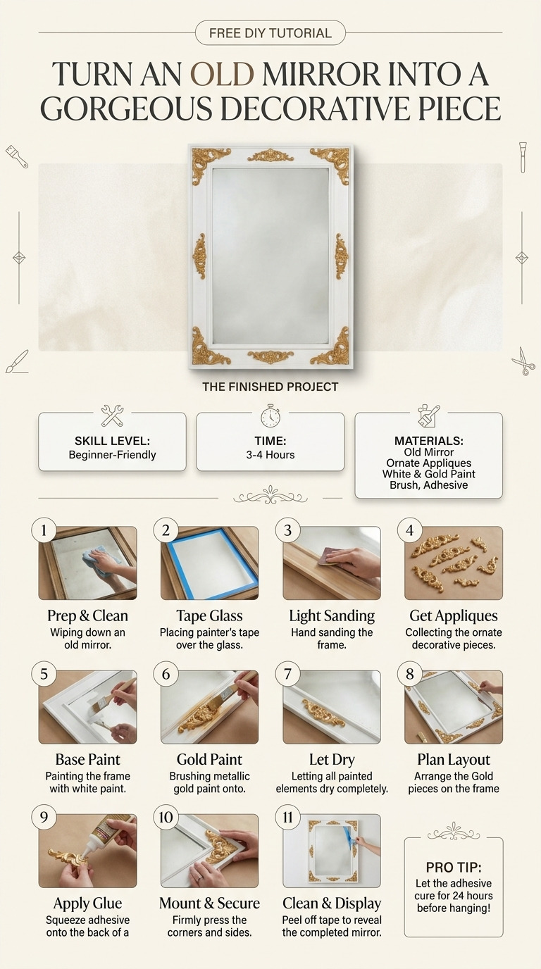 Turn an Old Mirror Into a Gorgeous Decorative Piece — An Easy DIY Anyone Can Do